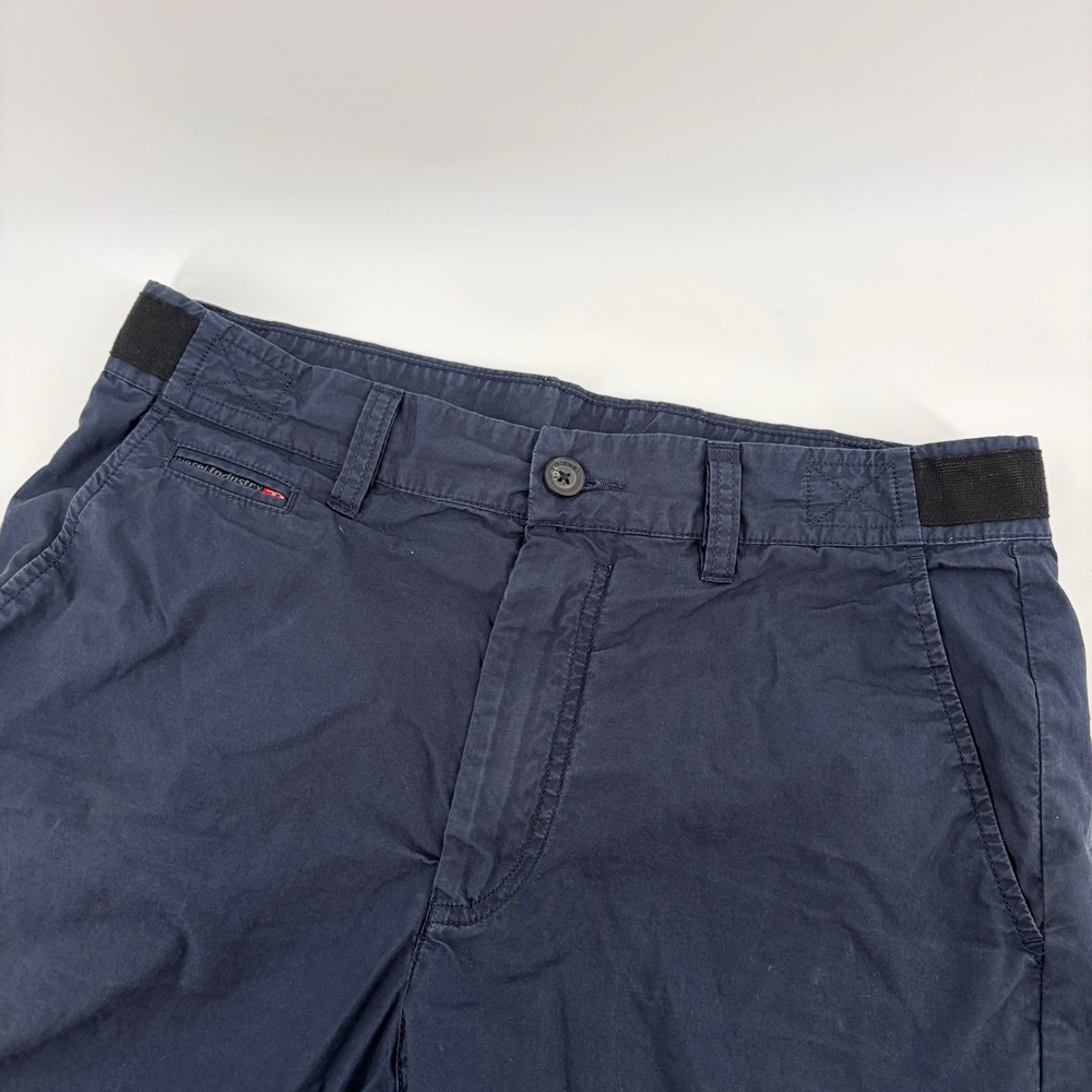 Diesel Mens Navy Blue Cotton Chino Shorts Size 30 Elastic Waist‎ Casual Summer